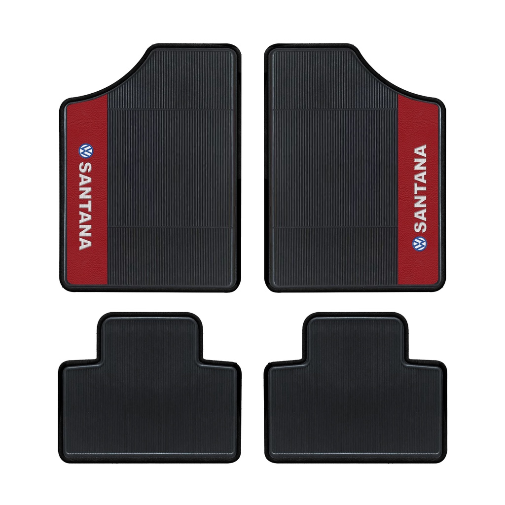 Conjunto 4 Tapetes Automotivo Santana Sedan e Quantum 1983 Ao 2006 Preto Borracha Resistente