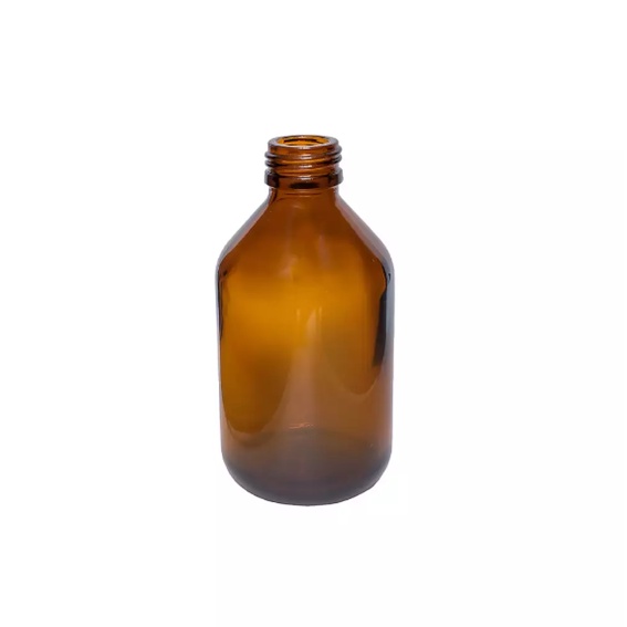 Frasco de vidro Ambar 100ml - Rosca 24 - sem tampa ou válvula