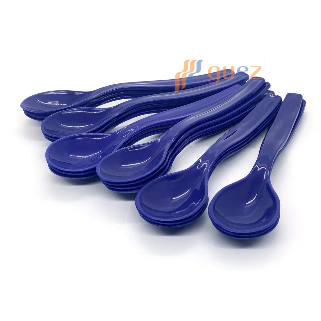 Kit 10 colher escolar para merenda lanches infantil azul bic em plástico 7ml