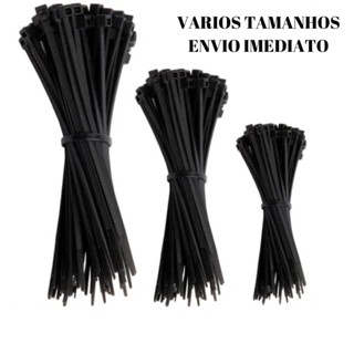 Abraçadeira Nylon Enforca Gato Vários Tamanho Preto Cinta Plástica Lacre Presilha Prendedor Mala Fio Grosso Fino Grande Pequeno Reforçado Viagem Lacre Fácil