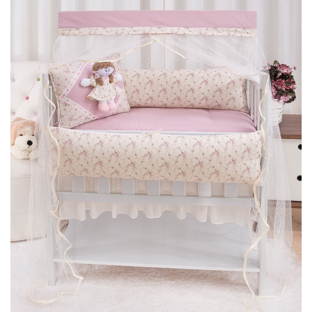 KIT PARA MINI-BERÇO 10 PEÇAS MENINA em Oferta na Shopee