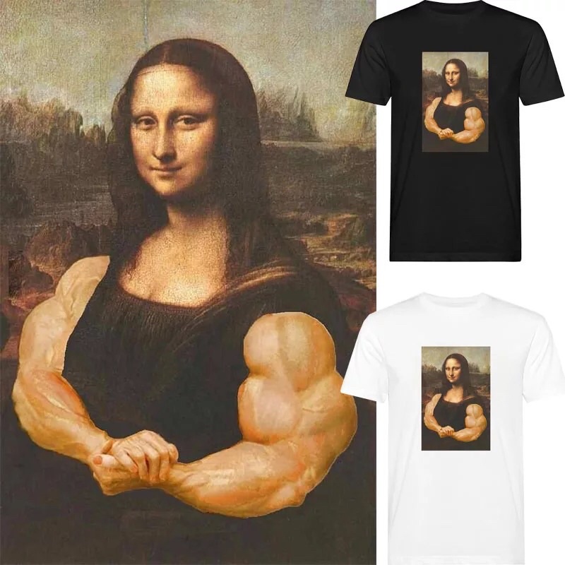 Camiseta Monalisa Strong Meme Engraçado