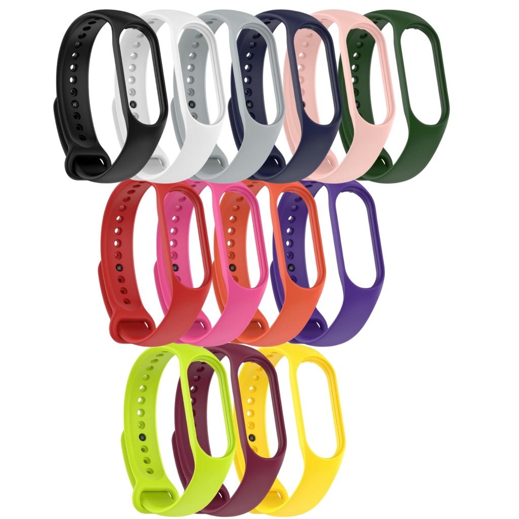 Kit 5un Pulseira Silicone Para Relógio Smartwatch Xiaomi Mi Band 5 6 7 Premium Cores Variadas Uso Diário Elevada Resistência Original Confortável Fitness Para Atividades Fisicas