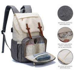 Mochila Bolsa Saída Maternidade Lequeen Bebê Bolso Térmico Com Trocador