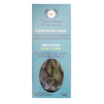 Kit 3X: Conchiglione Lentilha/Espinafre S/ Glúten Ceres 200g