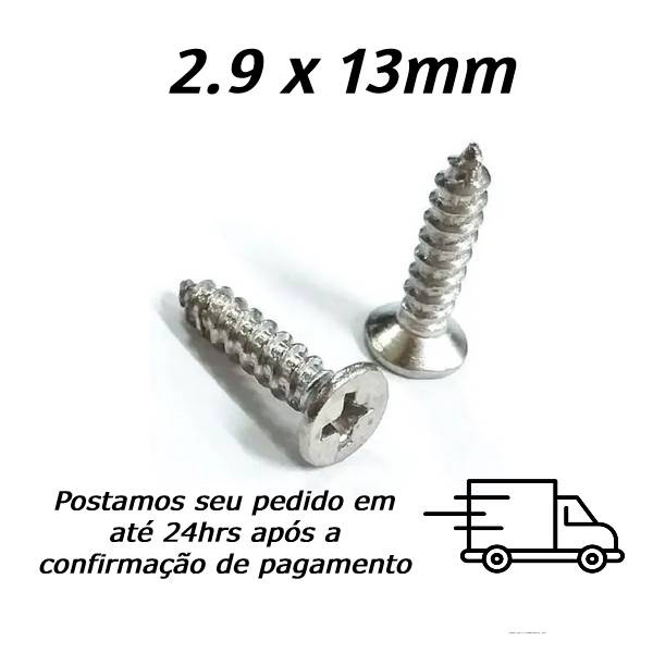 Parafuso Chipboard 2,9 x 13mm INOX Chato Atarraxante Phillips