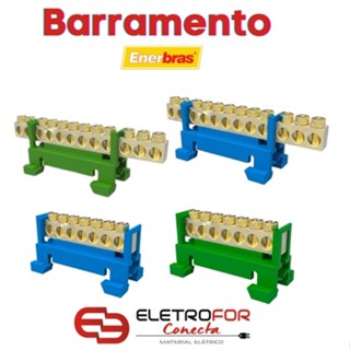 Barramento Neutro Barramento Terra 7 ou 12 Polos Para Trilho Din Enerbras