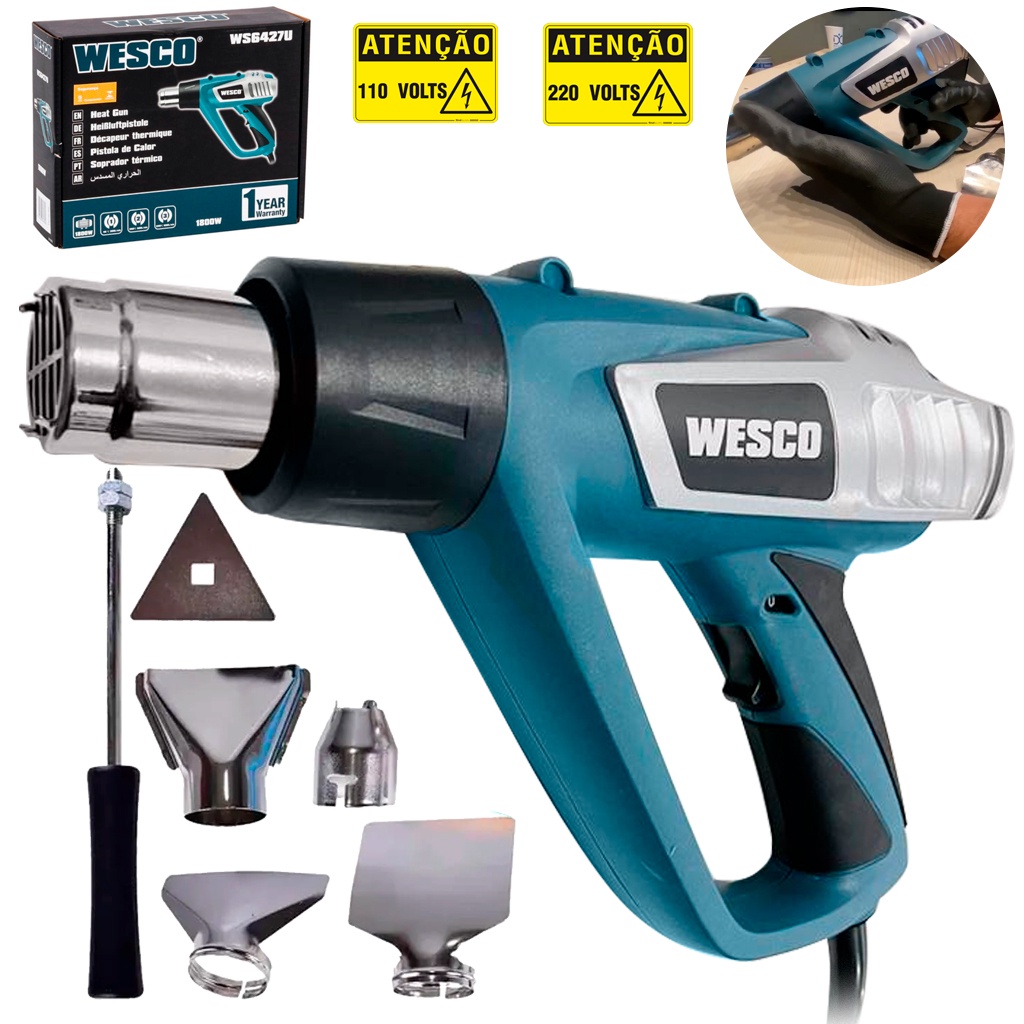 Soprador Térmico 1800 - 2000W De Potência Tensão 110 - 220v Original Profissional Wesco WS6427 em Oferta na Shopee