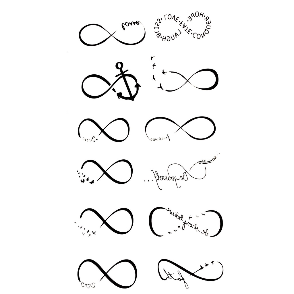 12 Tatuagens Fake Feminina Infinito Eterno Removível Lindas - FF-48