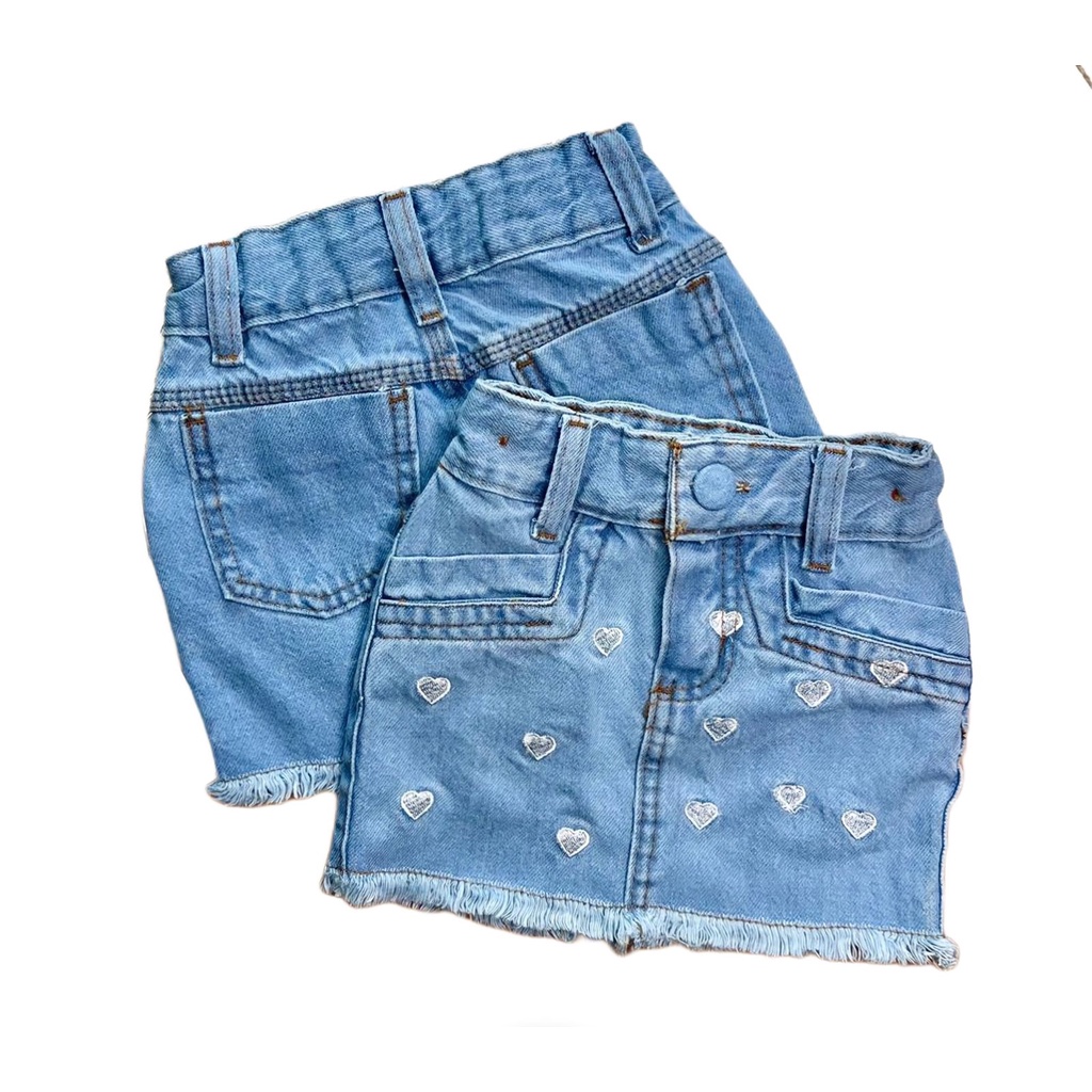 Saia jeans infantil menina blogueirinha mini diva | Shopee Brasil