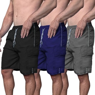 Kit 2 Bermudas Masculina Tactel Cargo Caminhada Academia Corrida 3 Bolsos