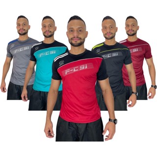 kit 5 camisa masculina poliester manga curta esportiva estilo Academia
