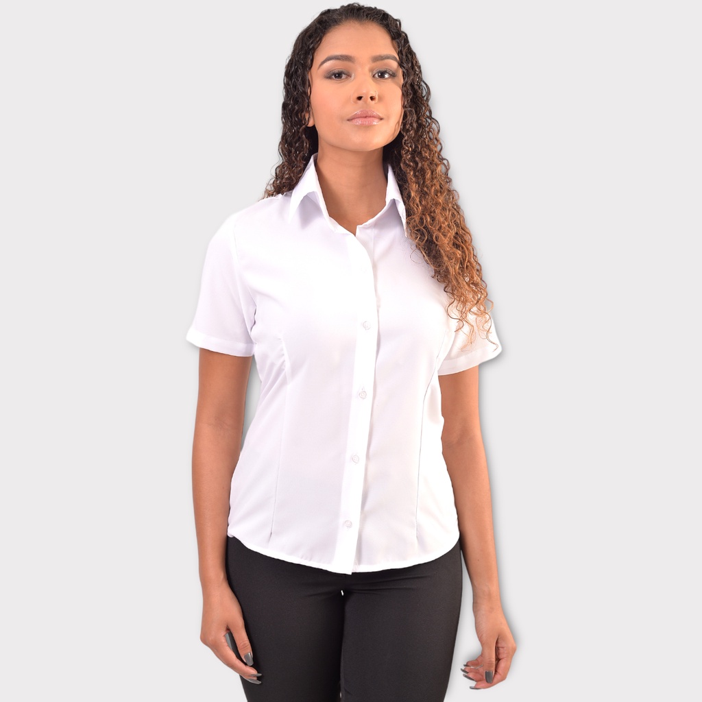 Camisete feminina manga curta camisa social casual para trabalho em Oferta na Shopee