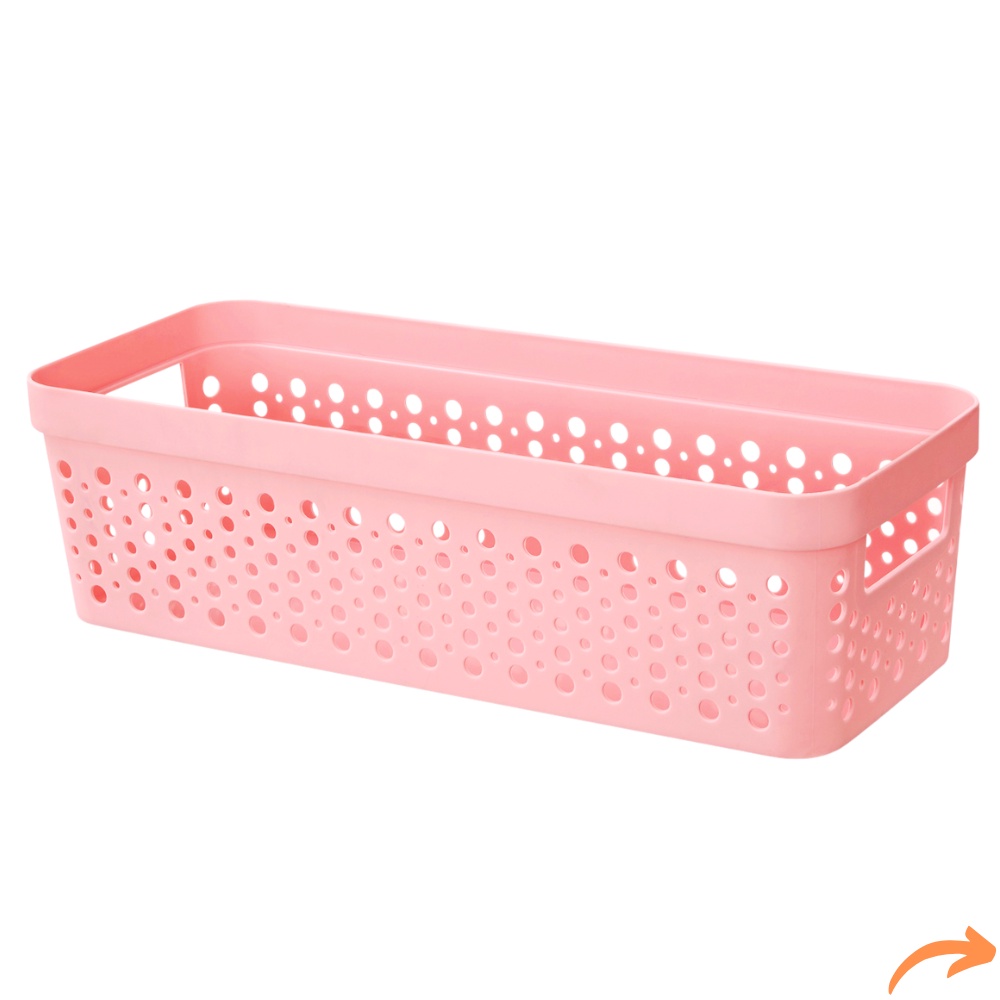 Cesto Organizador Rosa 3,6 Litros 33,5cmx16cmx10cm Caixa Rattan Multiuso