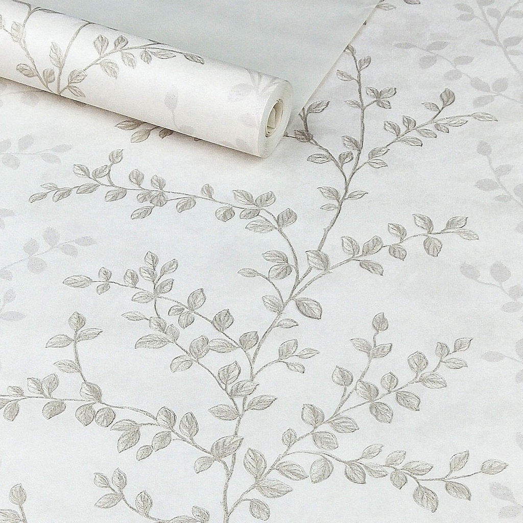 Papel De Parede Importado Fundo Pérola com Ramos Dourados - Rolo 10m x 53cm + Cola Especial - Modelo 1101 em Oferta na Shopee