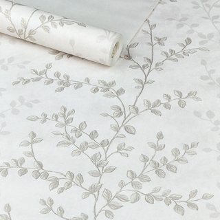 Papel De Parede Importado Fundo Pérola com Ramos Dourados - Rolo 10m x 53cm + Cola Especial - Modelo 1101 em Oferta na Shopee