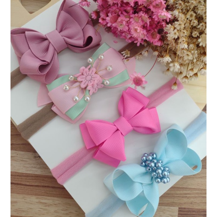 Kit juju 4  Faixas de cabelo bebe/Tiaras p/recém nascido /Faixas de bebê em Oferta na Shopee