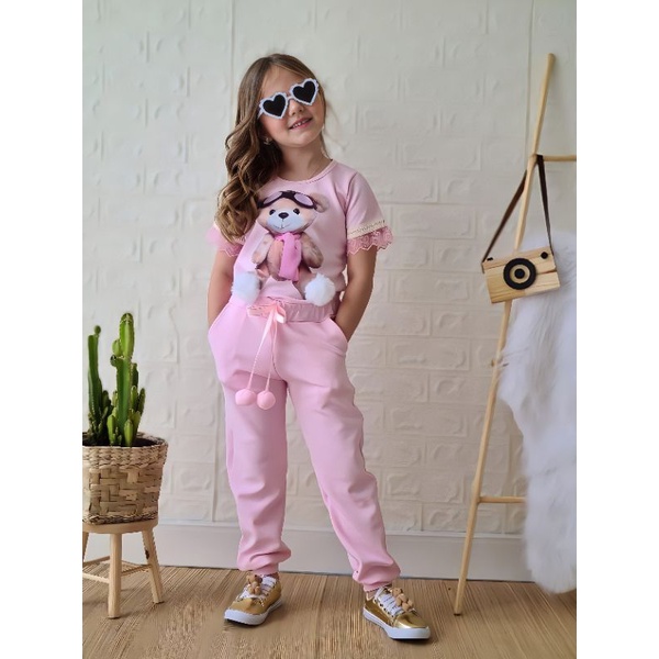 Conjunto Feminino Infantil de Menina Calça Modinha Verão Conjunto de Menina em Oferta na Shopee