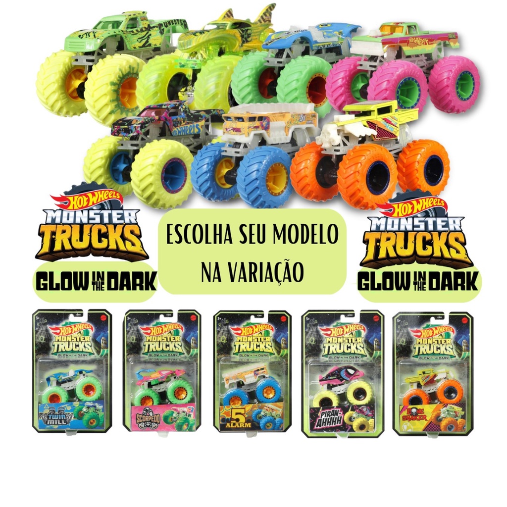 Pista Mattel Hot Wheels Monster Trucks Brilha No Escuro - HBN02