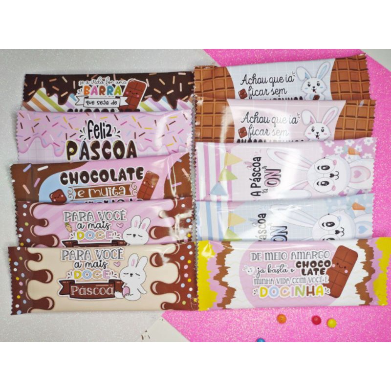 Rótulo para Barra de chocolate 90g personalizada para Páscoa  (kit 20 unidade)