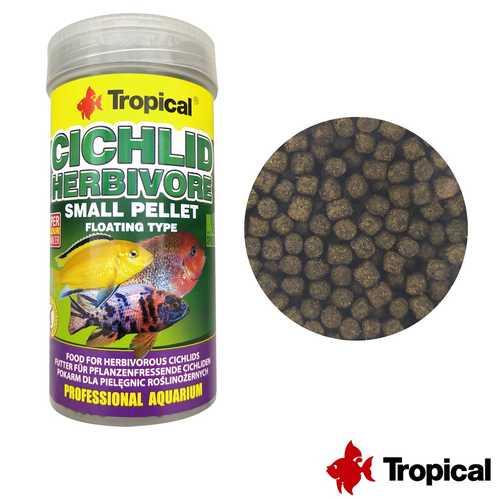 Ração Para Peixes Herbívoros Cichlid Herbivore Small Pellet 90g Tropical