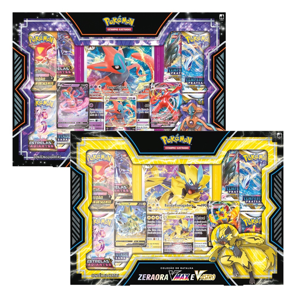 Pokémon TCG Box Coleção de Batalha Zeraora Vmax e VAstro Oficial