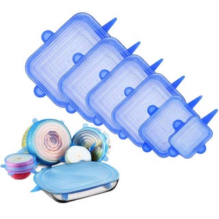 kit 6 Tampa Quadrado Silicone Reutilizável Para Potes
