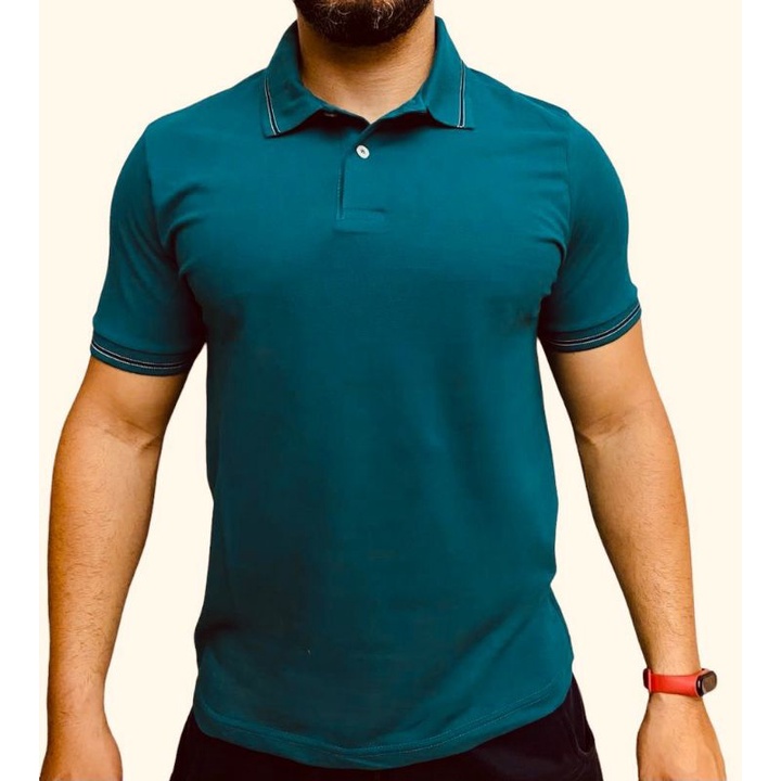 Camisa Polo Masculina Algodão Lisa Gola Botão Casual Premium Sharkscope