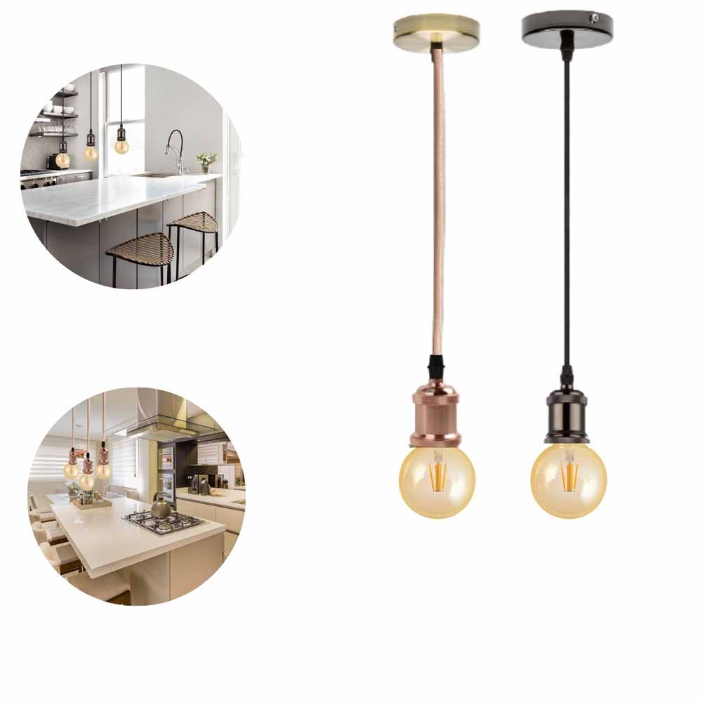 Pendente Luminária Vintage Retrô de Alumínio Dourado Soquete Bocal E27