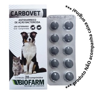 Carbovet Antidiarreico de Ação Bactericida Biofarm CARTELA AVULSA C/ 10 comprimidos