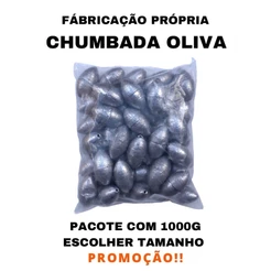 Chumbada para Pesca, Pacote com (1000g), modelo Oliva, chumbo para pesca *PROMOÇÃO*