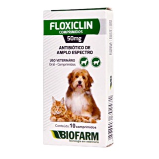 Floxiclin Antibiótico para Cães e Gatos 50mg C/ 10 Comprimidos