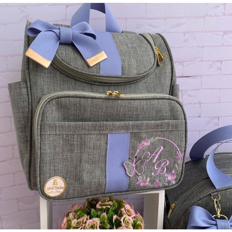 Mochila Maternidade Multifuncional 2em1 personalizado com nome do(a) bebê. Nick baby bolsas