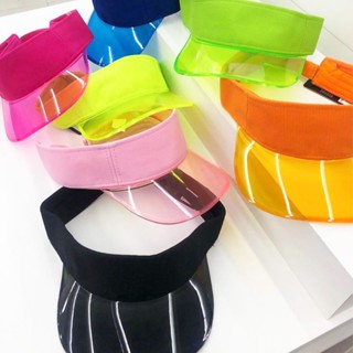 Viseira Adulto Neon em Tecido, Aba Silicone, Transparente Praia Carnaval Verão/2024 de Qualidade HYL-7