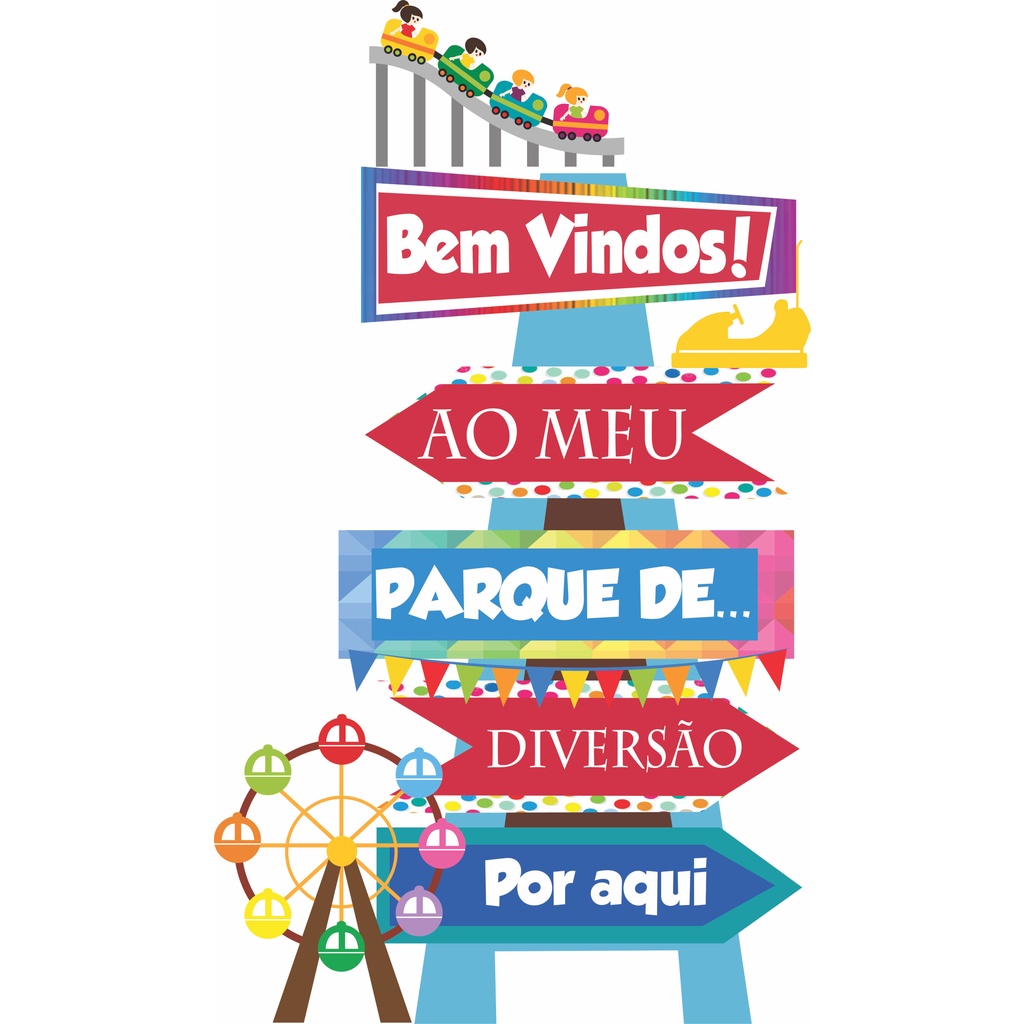 1 display placa seta indicadora mdf cenário parque diversão decoração festa