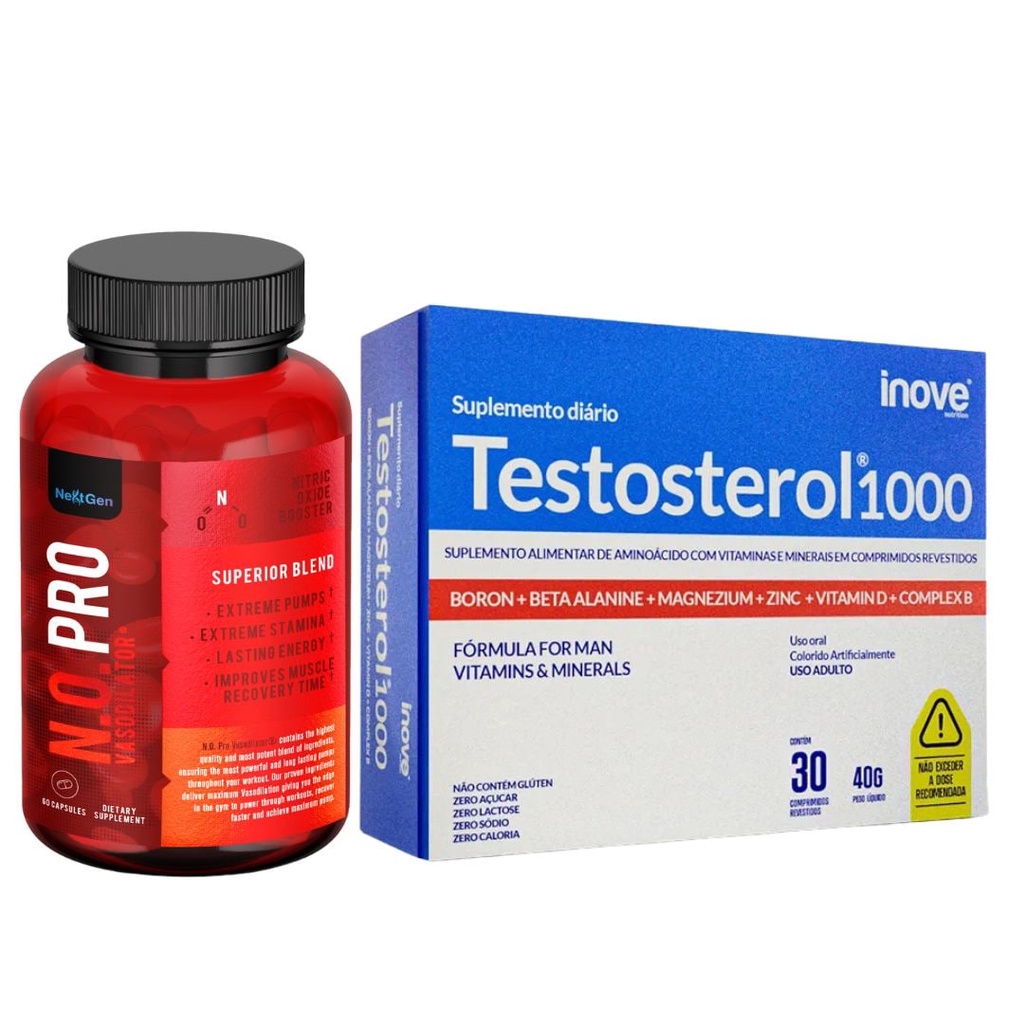 Kit Testosterol 1000 (30caps)+vasodilatador N.o. Pro 60cap O Melhor ...