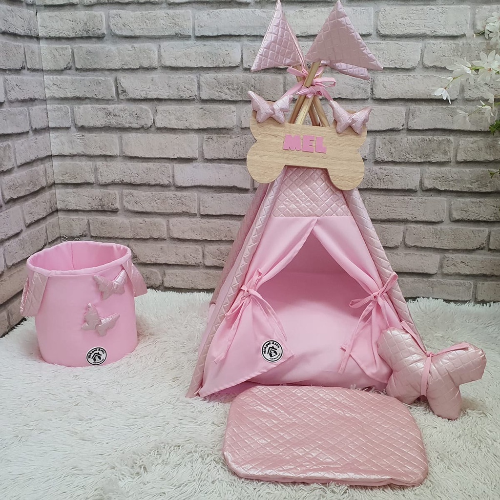 Cabana Kit Toca Rosa Courino Cachorro Gato Cesto Organizador Pet Oca em Oferta na Shopee