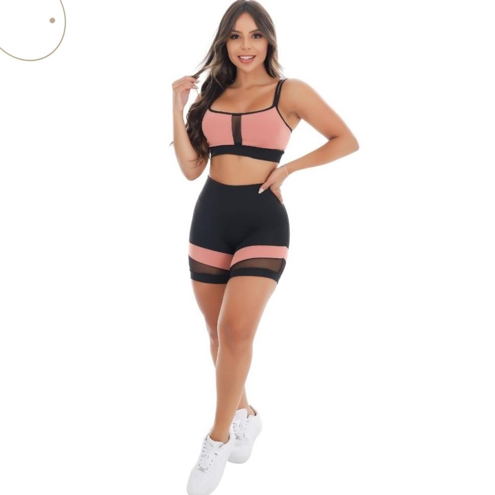 Conjunto Top e Short Feminino Academia LeggingTops Bermuda Fitness
