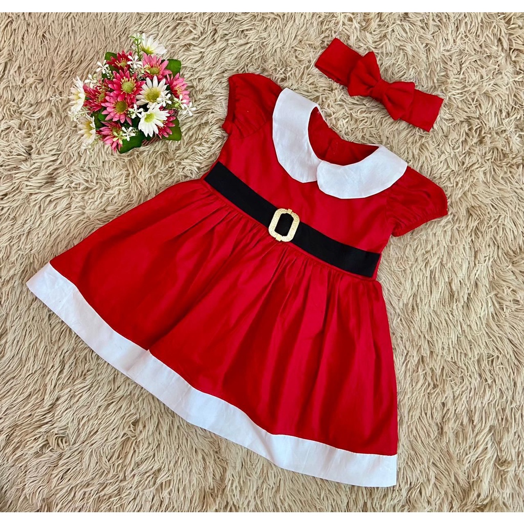 Vestido Natal Infantil Mamãe Noel Roupa De Criança Festa