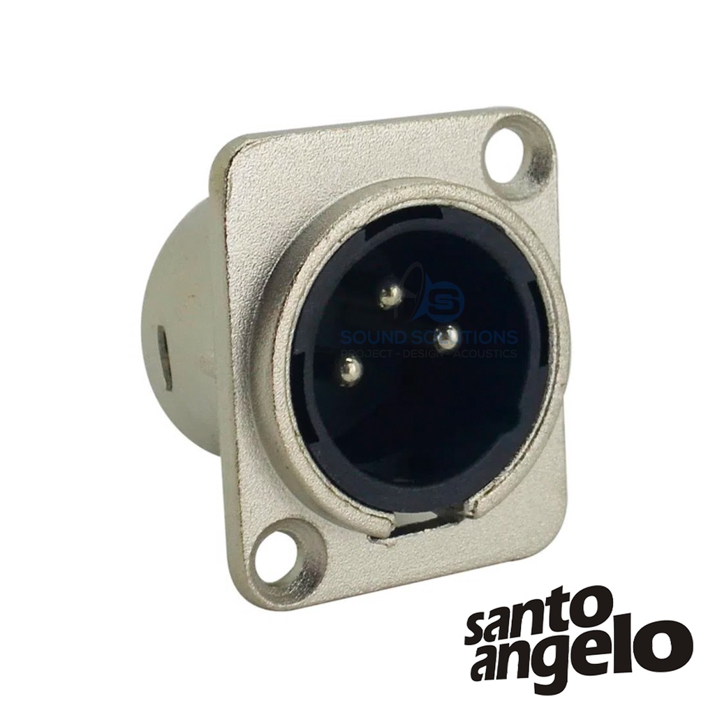 Conector XLR Painel Macho Santo Angelo A2X - Plug XLR Painel 3 Polos