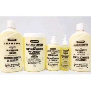KIT GOTA DOURADA 5 PRODUTOS TRADICONAL !! (Mascara 1kg+Tônico 100ml+Pentear 320ml+Shampoo 430ml+Condicionador 430ml)