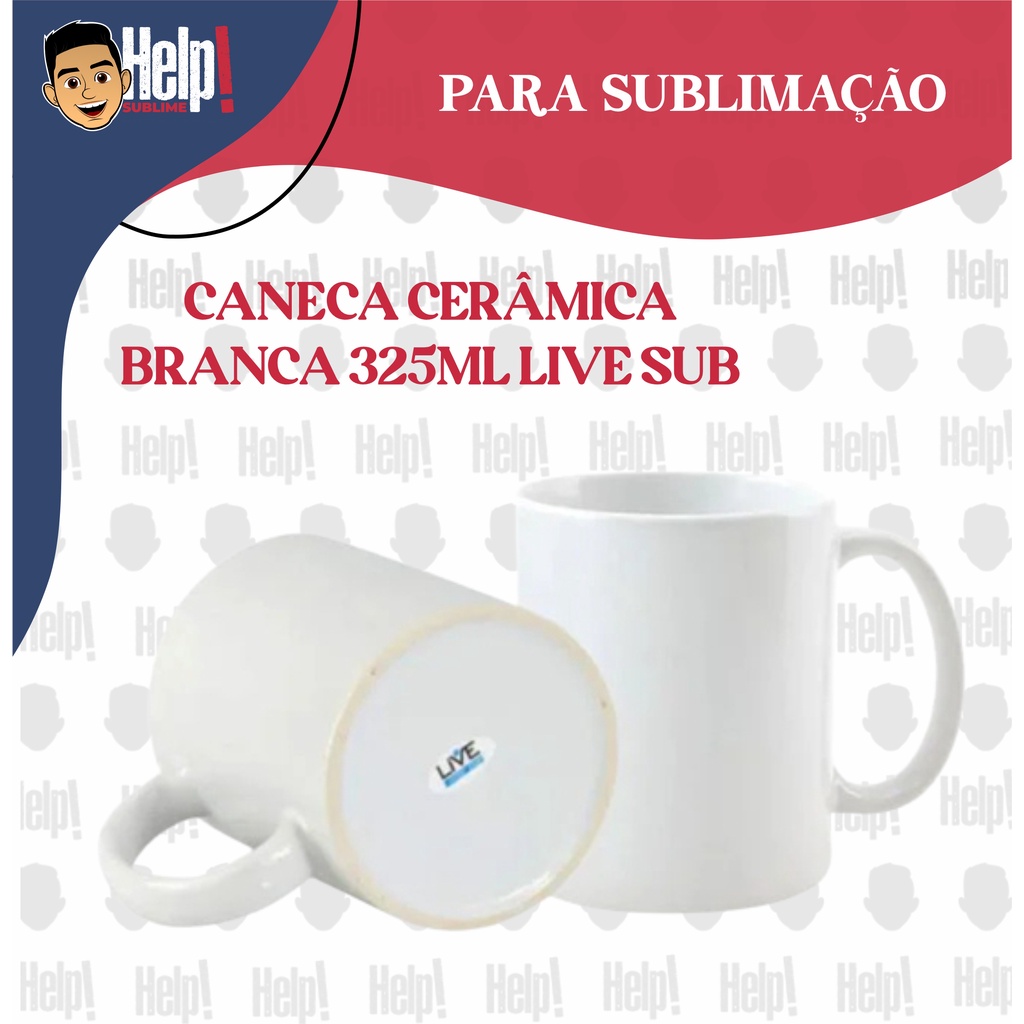 Caneca Ceramica Branca Live 325ml Para Sublimação 36 Unid. | Shopee Brasil