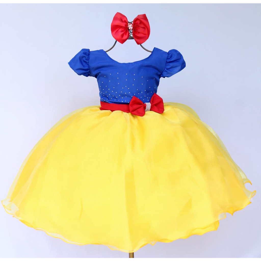 Vestido Festa Branca De Neve Luxo 4 Ao 12 Promoção Super Luxinho