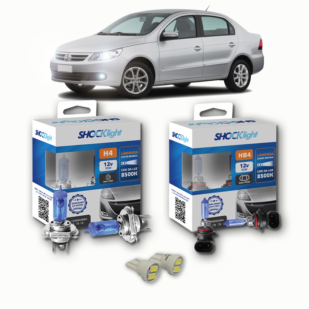 KIT lâmpadas Super brancas 8500K +LED T10 VW Voyage G5 Farol Simples 2008/2012 H4 FAROL + HB4 milhas