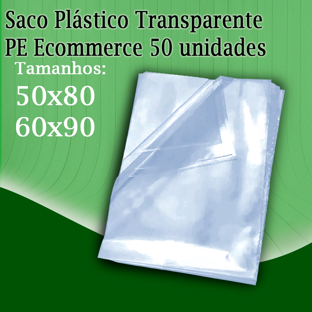 50 unidades Saco Plástico Transparente PE Ecommerce tamanho Grande em Oferta na Shopee