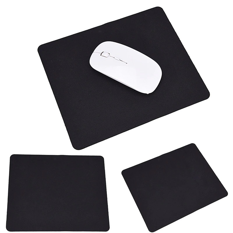 Kit Mouse Sem Fio a Pilha + Mouse pad Retângulo 22x18 Preto