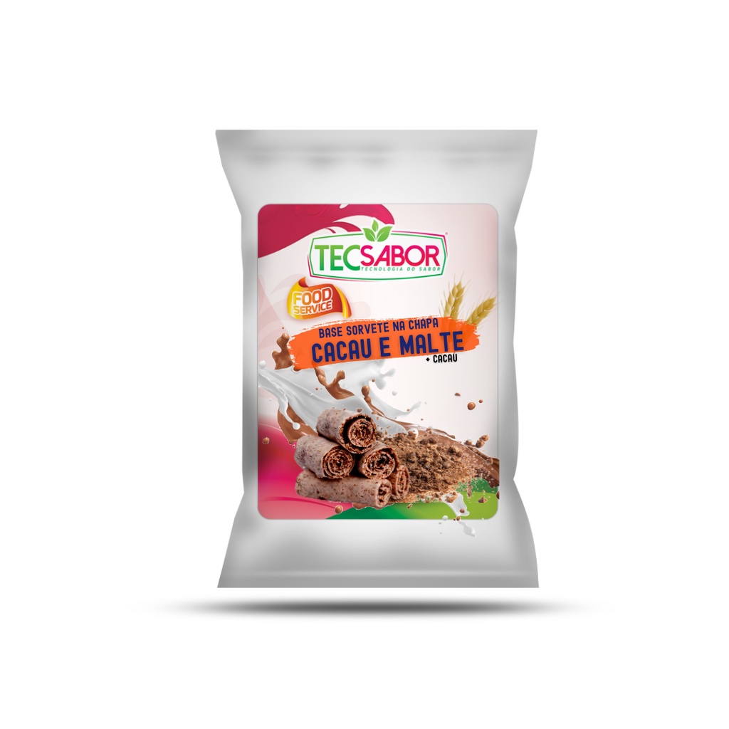 Base para sorvete na chapa Sabor Cacau e Malte 1 KG Tecsabor