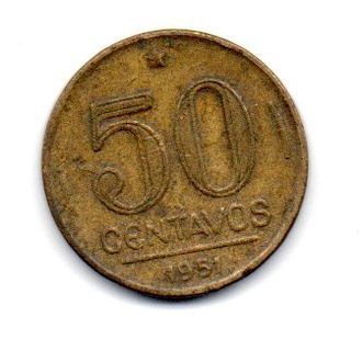 50 Centavos 1951 BC Moeda Antiga Brasil