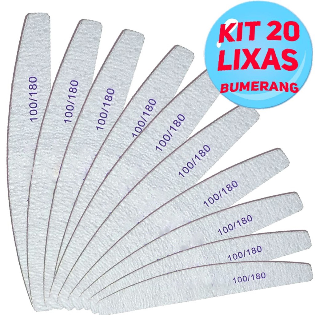 25, 20, 10 e 5 Lixas Bumerangue De Unha Meia Lua 100/180 Unhas Porcelana Acrigel/gel/porcelana
