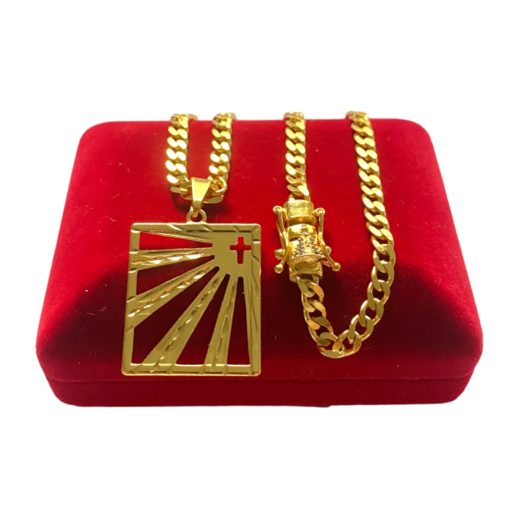 CORRENTE GRUMET 4MM - PLAQUINHA CRUZ - BANHO DE OURO 18K - UNISSEX - FEIXO GAVETA EDIÇÃO ESPECIAL NOSSA SENHORA